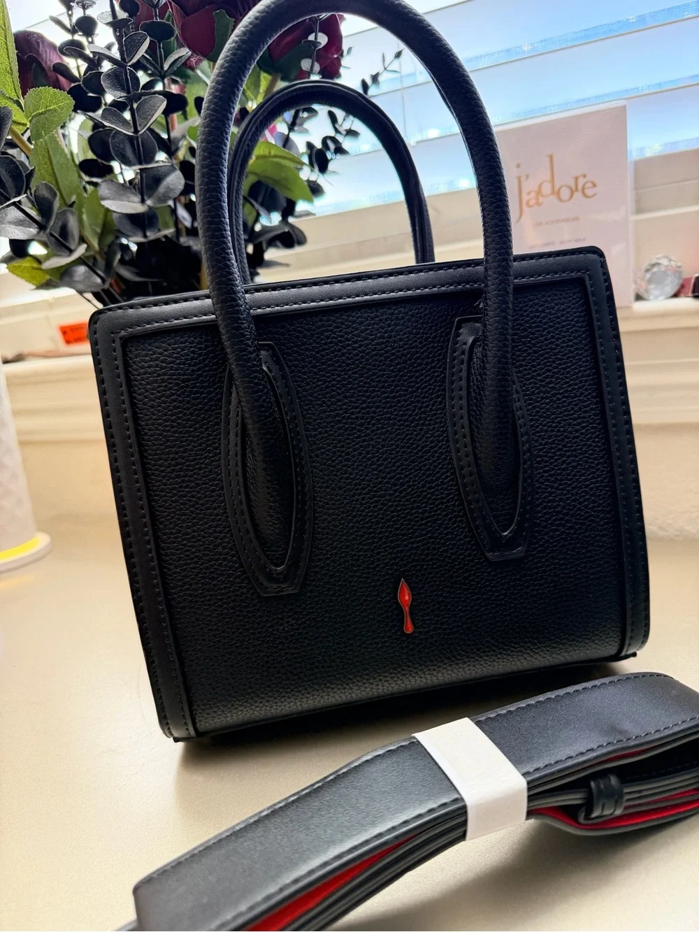 New Black Studded Leather Mini Paloma Tote with Removable Strap - Picture 2 of 12